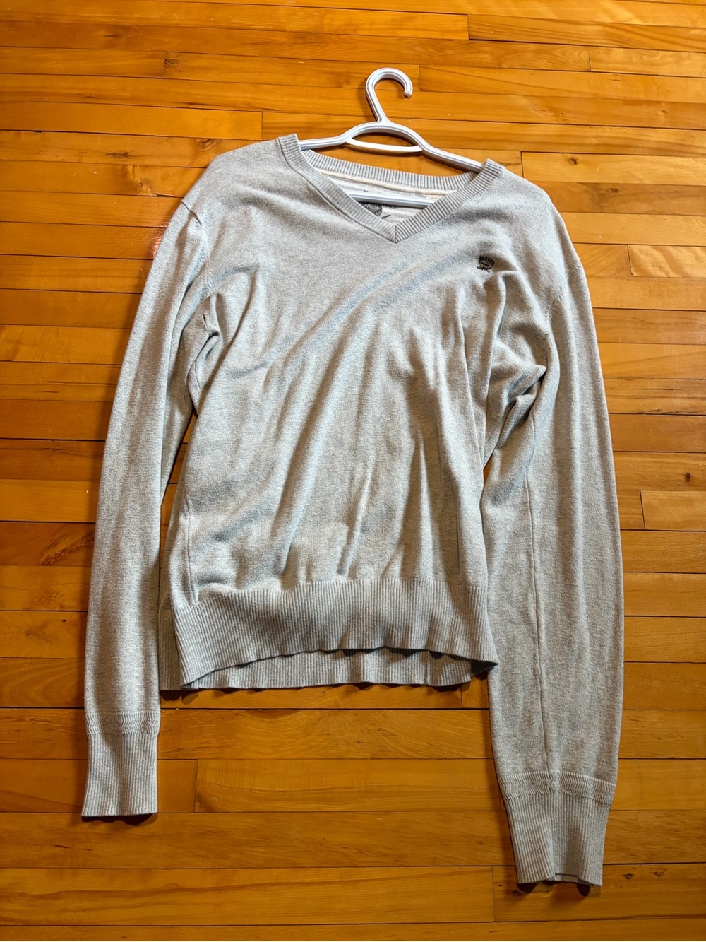 Men's Light Gray V-Neck Sweater